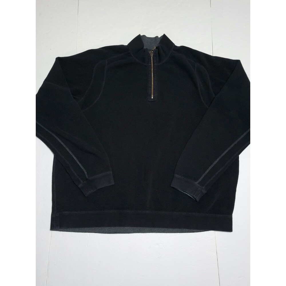 (#16) Tommy Bahama Sweater Mens 2XL Black Gray 1/4 Zip  LONG SLEEVE